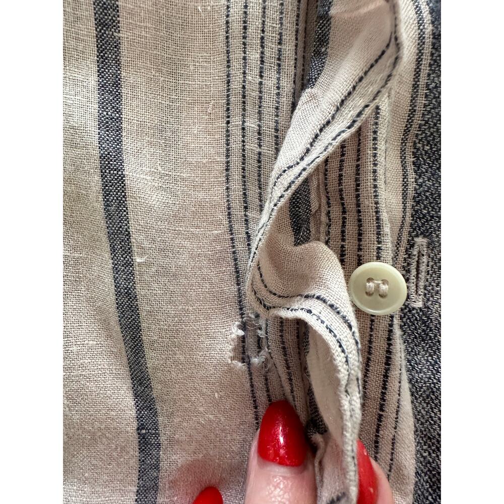 Free People - Ruffle Front Shirt - Extra Large (pink/denim stripe color) - Picture 9 of 15